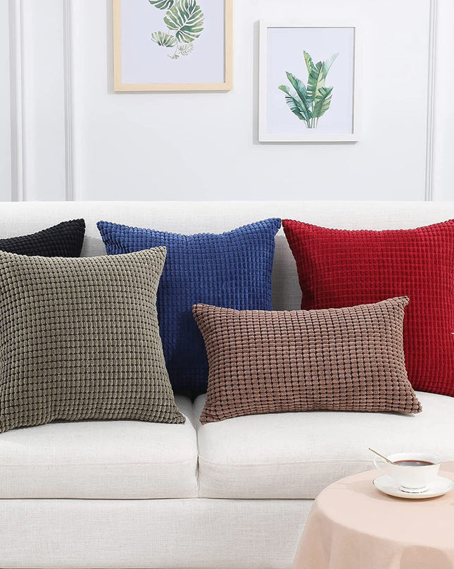 Corduroy Pillow Covers Super Soft Boho Striped Pillow Covers Broadside Decorative Textured Christmas Throw Pillows For Couch Cushion Livingroom