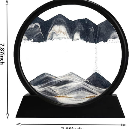 3D Dynamic Sand Art Liquid Motion, Moving Sand Art Picture Round Glass 3D Deep Sea Sandscape In Motion Display Flowing Sand Painting Relaxing Desk Toys