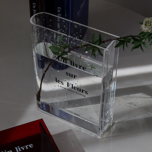 Transparent Acrylic Book Vase Living Room Hydroponic Flower