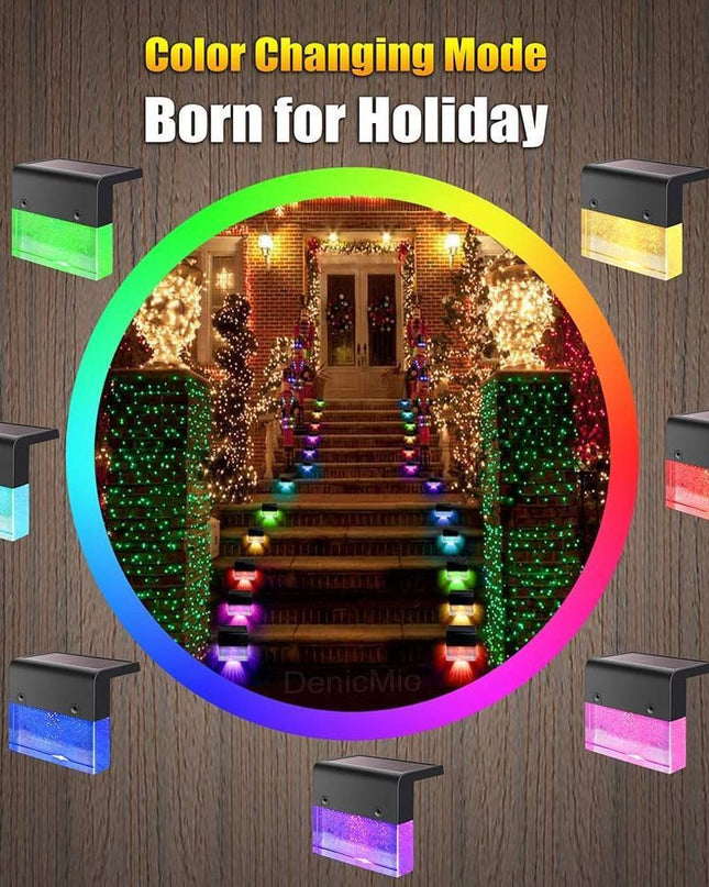 Waterproof New RGB LED Solar Light Step Fence Light