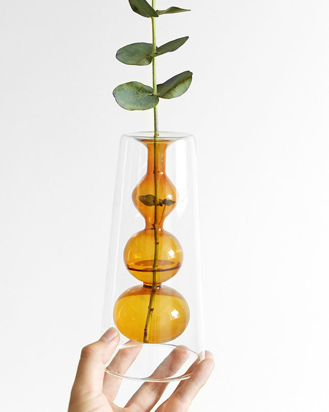 Retro Stained Glass Vase Gourd Hydroponic Flower Plant