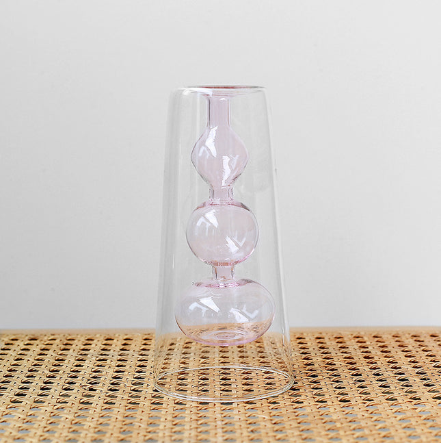 Retro Stained Glass Vase Gourd Hydroponic Flower Plant