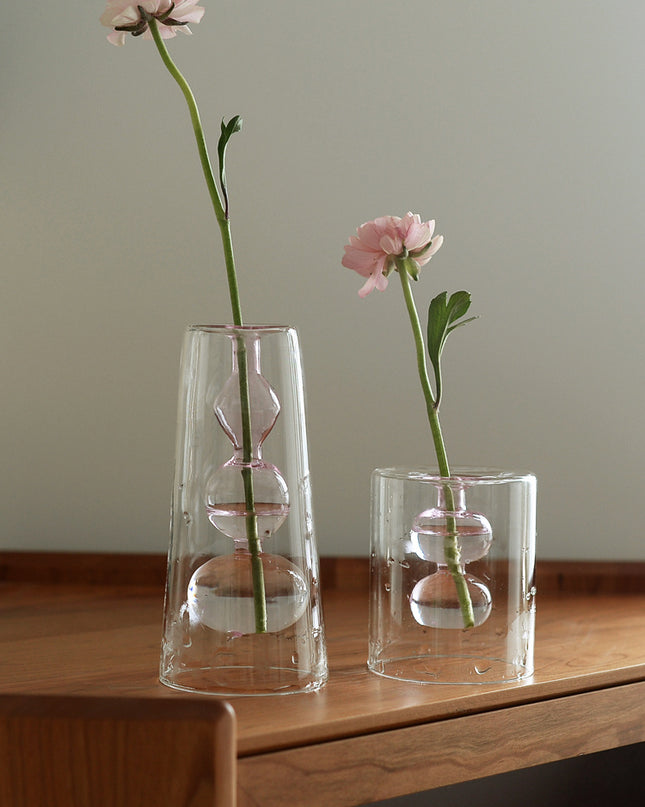 Retro Stained Glass Vase Gourd Hydroponic Flower Plant