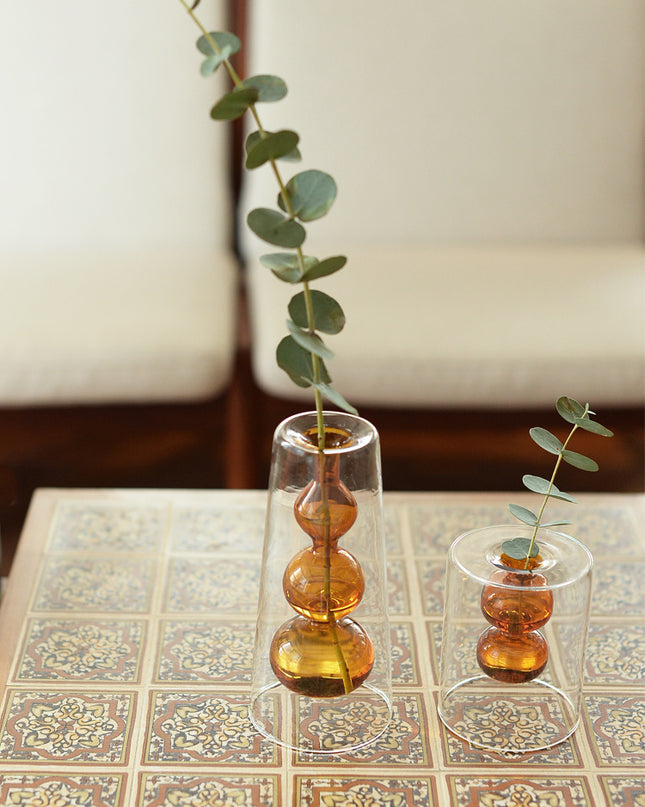 Retro Stained Glass Vase Gourd Hydroponic Flower Plant