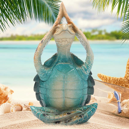 Sea Turtle Meditation Yoga Decor Garden Figurine Sea Turtle Meditating Coastal Beach Decorations Zen Yoga Resin Statue For Home Office Decorations Put The Palm Separate