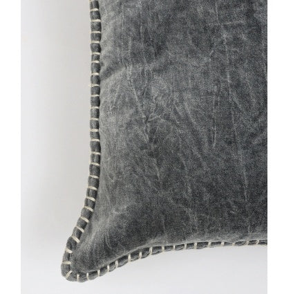 image Stonewashed Cotton Velvet Throw Pillow showcasing luxurious stonewashed fabric and decorative hand-stitched edges.