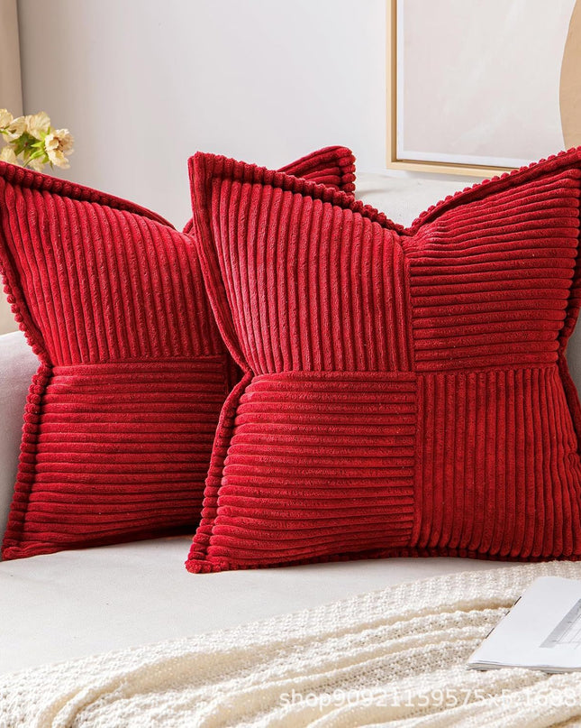 Corduroy Pillow Covers Super Soft Boho Striped Pillow Covers Broadside Decorative Textured Christmas Throw Pillows For Couch Cushion Livingroom