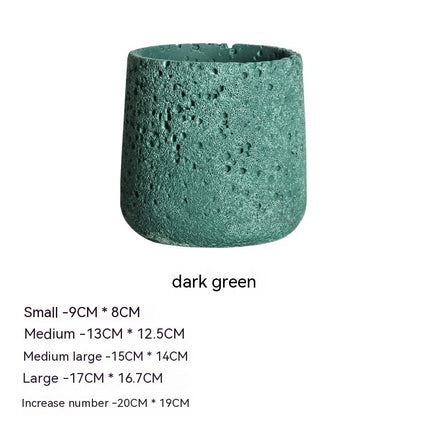 Nordic Cement Flowerpot Creative Volcanic Rock Breathable Greenery Potted Pot With Tray Flowerpot