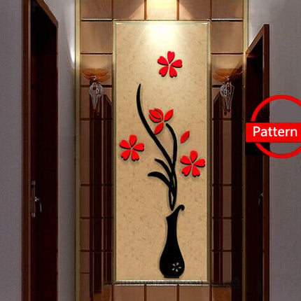 Creative vase acrylic 3D wall sticker