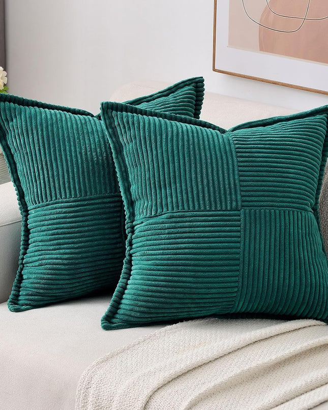 Corduroy Pillow Covers Super Soft Boho Striped Pillow Covers Broadside Decorative Textured Christmas Throw Pillows For Couch Cushion Livingroom