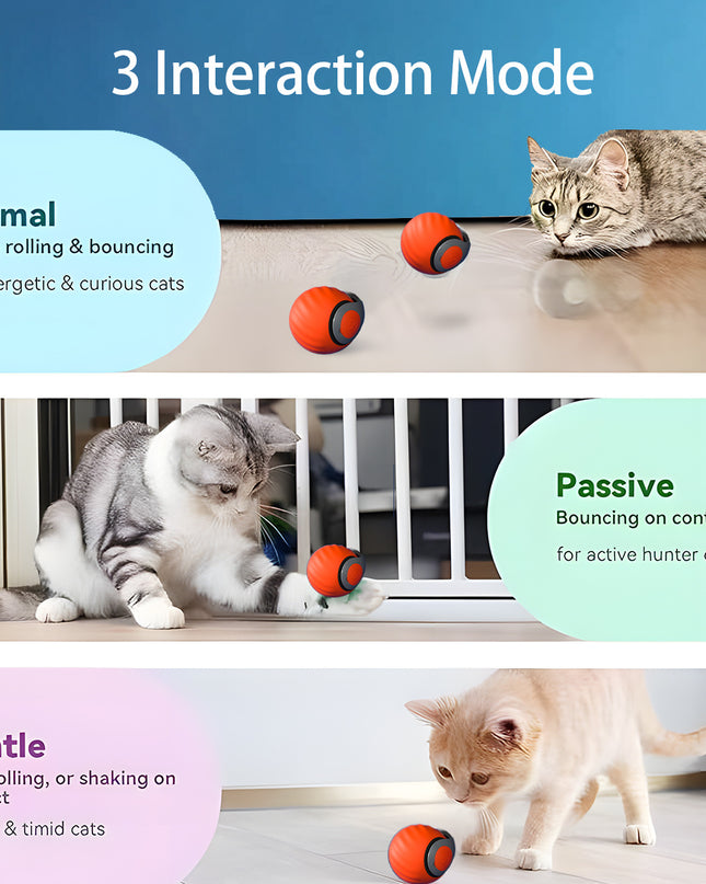 2025 Smart Interactive Cat Ball,Type-C Rechargeable Interactive Cats Toy,Automatic Cat Teaser Toy,Pet Supplies,New Year Gift
