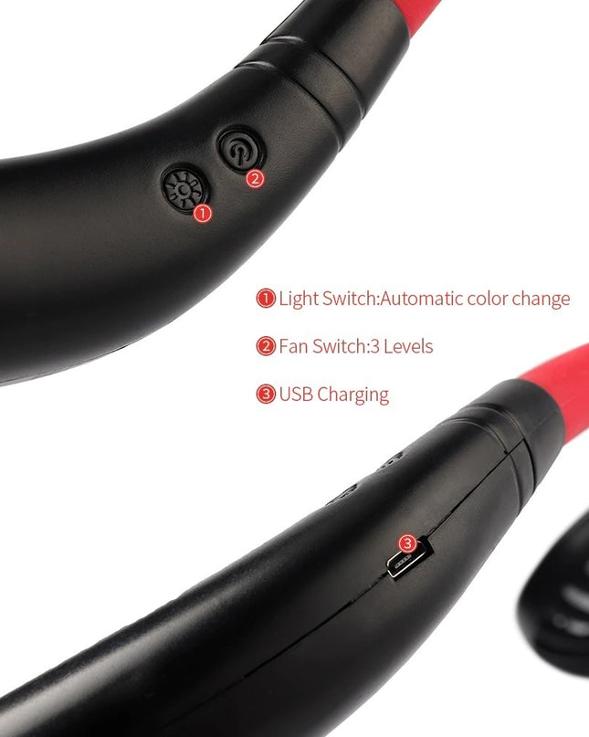 Mini Portable Hanging Neckband Fan USB Rechargeable Double Fans Air Cooler Conditioner Colorful Aroma Electric Desk Fan For Room