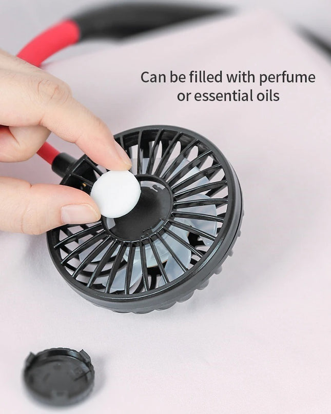 Mini Portable Hanging Neckband Fan USB Rechargeable Double Fans Air Cooler Conditioner Colorful Aroma Electric Desk Fan For Room