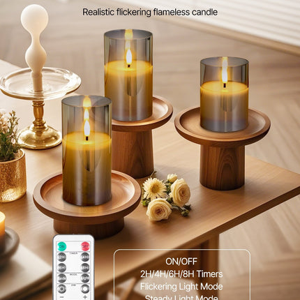 Flameless LED Candles 3 Pack Battery Operated Candles With Remote Control, Realistic Flickering Candles For Safe Ambiance
