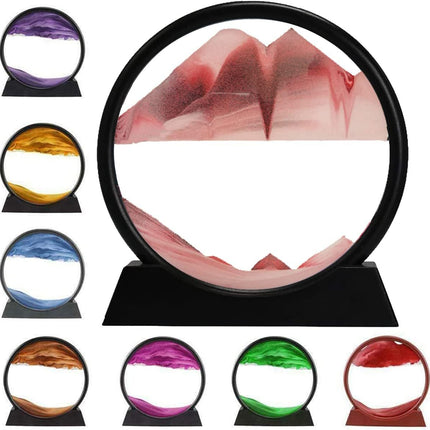 3D Dynamic Sand Art Liquid Motion, Moving Sand Art Picture Round Glass 3D Deep Sea Sandscape In Motion Display Flowing Sand Painting Relaxing Desk Toys