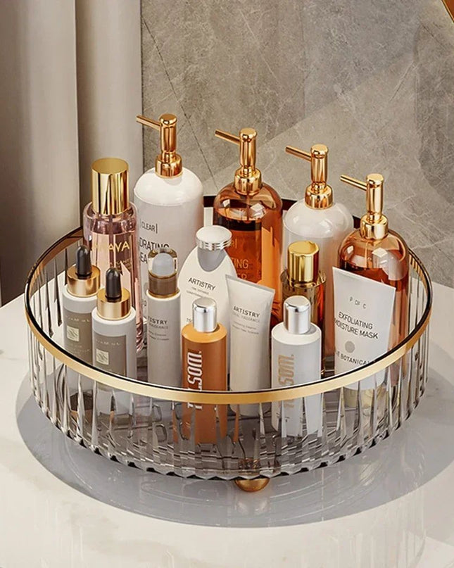 Rotating Cosmetic Organizer Light Luxury Perfume Skincare Organizer Transparent Makeup Storage Tray For Jewelry Aromatherapy