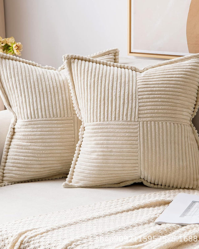 Corduroy Pillow Covers Super Soft Boho Striped Pillow Covers Broadside Decorative Textured Christmas Throw Pillows For Couch Cushion Livingroom