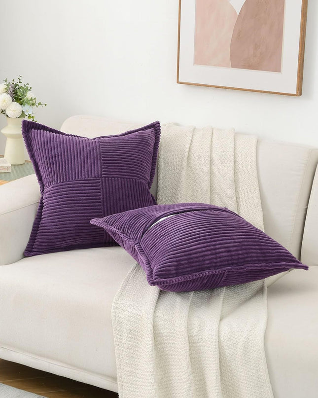 Corduroy Pillow Covers Super Soft Boho Striped Pillow Covers Broadside Decorative Textured Christmas Throw Pillows For Couch Cushion Livingroom