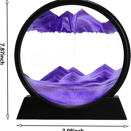 3D Dynamic Sand Art Liquid Motion, Moving Sand Art Picture Round Glass 3D Deep Sea Sandscape In Motion Display Flowing Sand Painting Relaxing Desk Toys