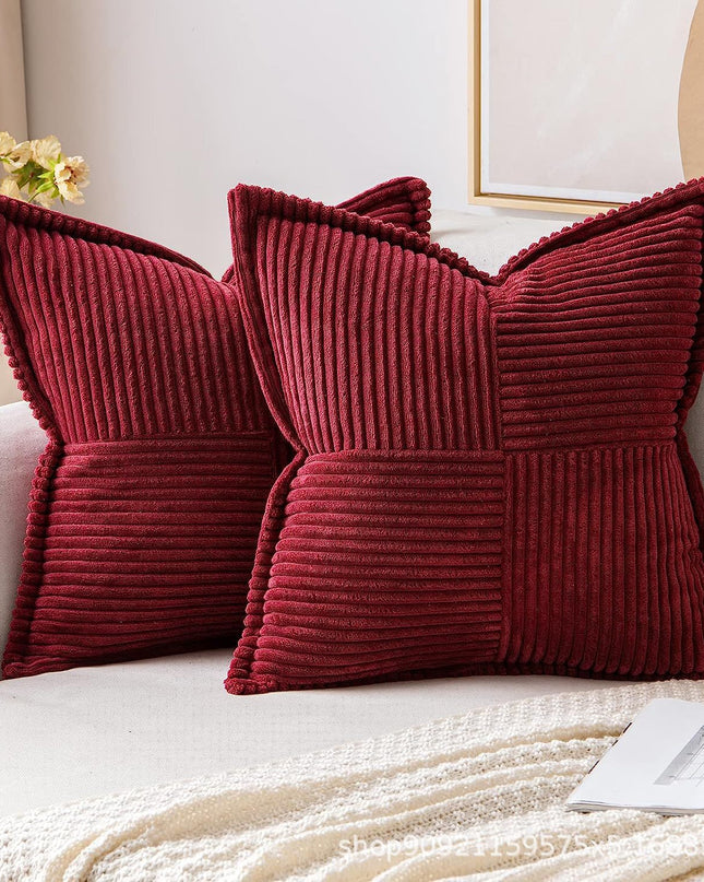 Corduroy Pillow Covers Super Soft Boho Striped Pillow Covers Broadside Decorative Textured Christmas Throw Pillows For Couch Cushion Livingroom
