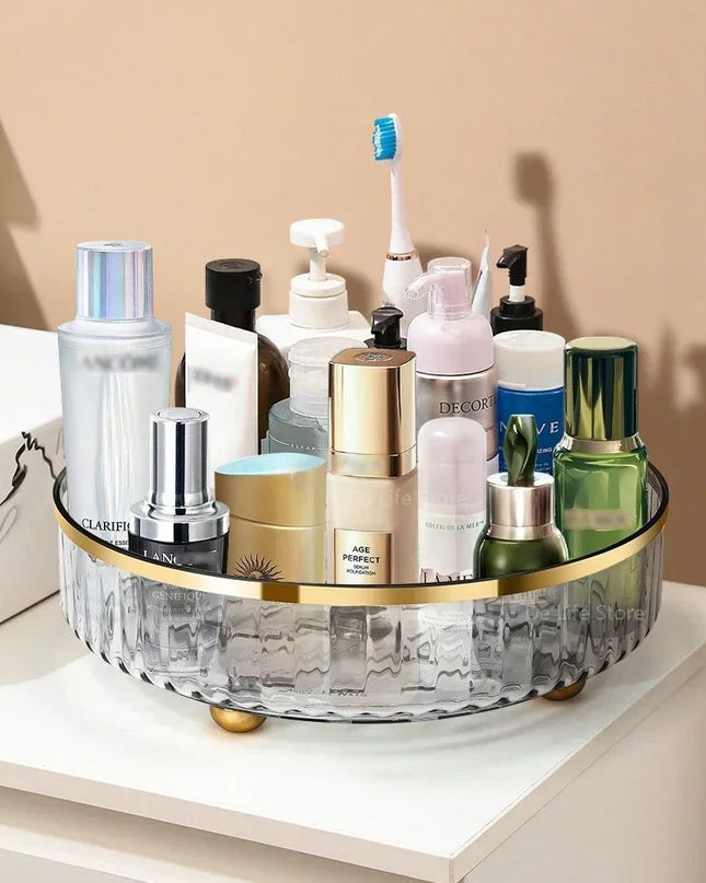 Rotating Cosmetic Organizer Light Luxury Perfume Skincare Organizer Transparent Makeup Storage Tray For Jewelry Aromatherapy