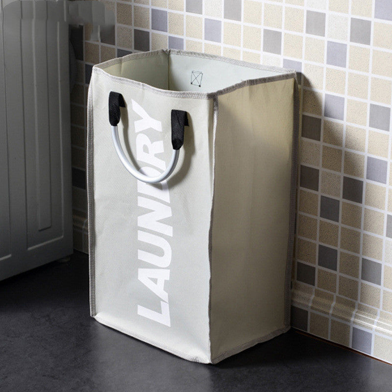 image Laundry bag with 'LAUNDRY' text against a tiled wall background
