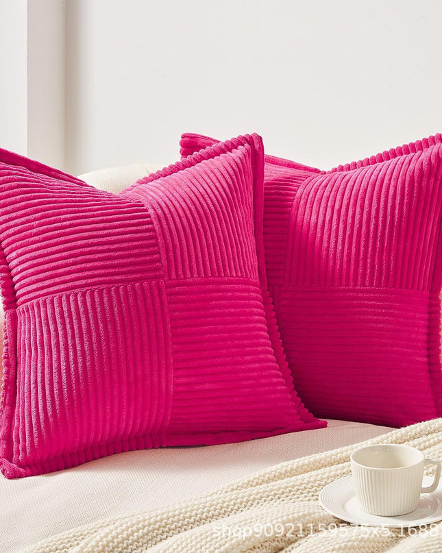 Corduroy Pillow Covers Super Soft Boho Striped Pillow Covers Broadside Decorative Textured Christmas Throw Pillows For Couch Cushion Livingroom