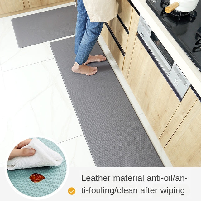 PU Leather Kitchen Floor Mats Simple Modern Oil-proof Long Strip Kitchen Mats Home Waterproof Non-slip Easy To Clean Kitchen Rug