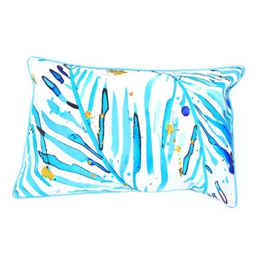image Decorative Throw Pillow with blue and white abstract design, perfect for modern contemporary decor.