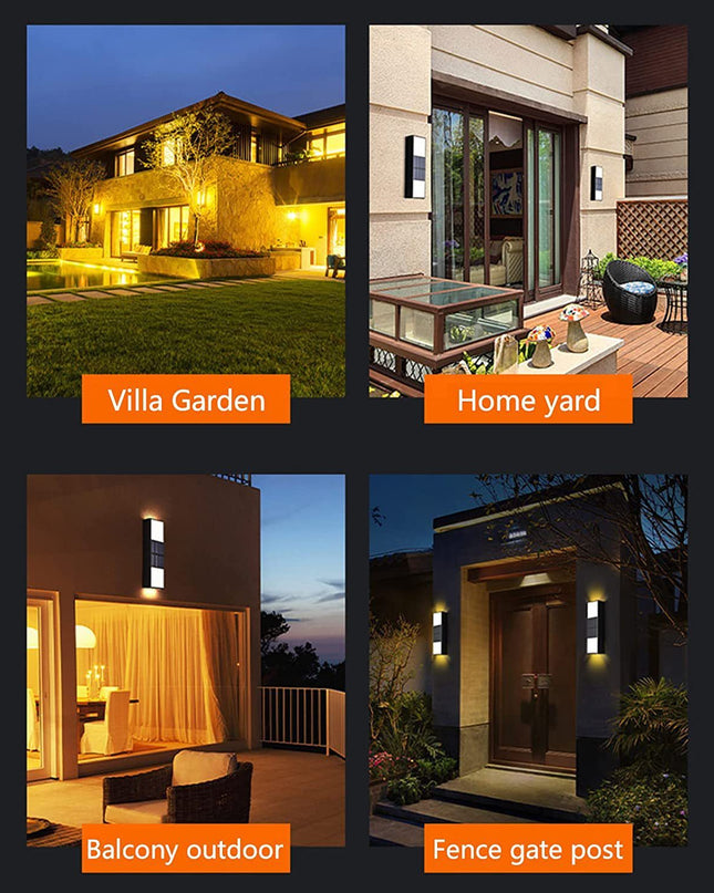 Solar Outdoor Wall Lamp Waterproof Decorative Bidirectional Sensing Atmosphere