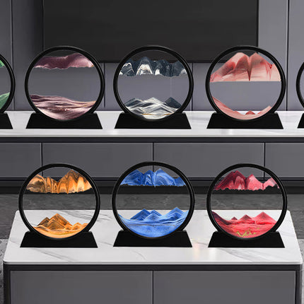 3D Dynamic Sand Art Liquid Motion, Moving Sand Art Picture Round Glass 3D Deep Sea Sandscape In Motion Display Flowing Sand Painting Relaxing Desk Toys