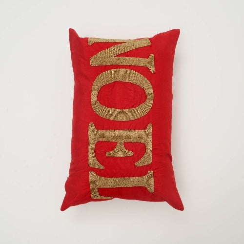 image Handmade Decorative Throw Pillow Red Noel Bead Wooden For Couch