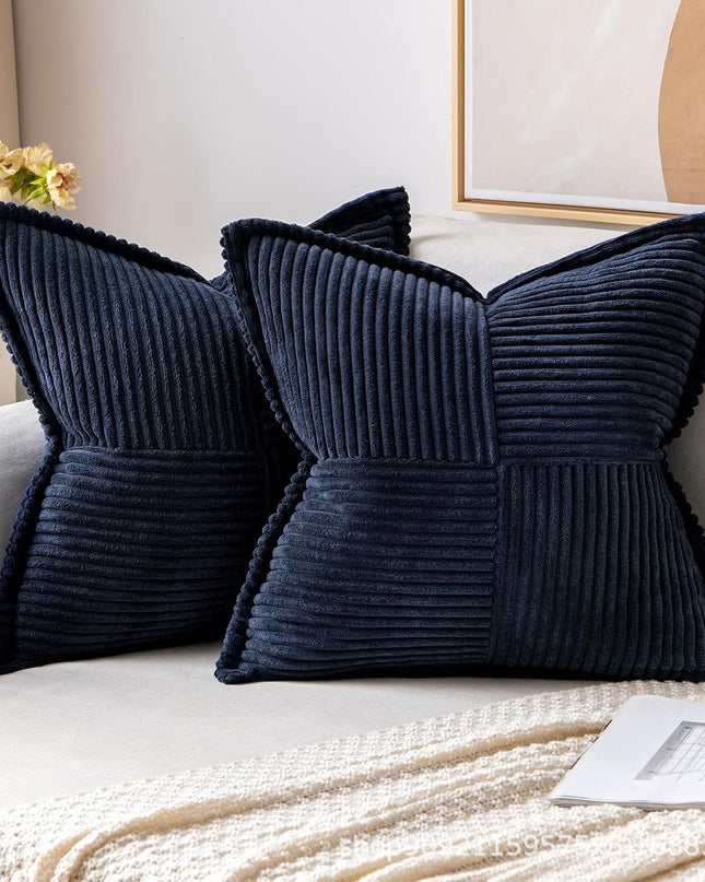 Corduroy Pillow Covers Super Soft Boho Striped Pillow Covers Broadside Decorative Textured Christmas Throw Pillows For Couch Cushion Livingroom