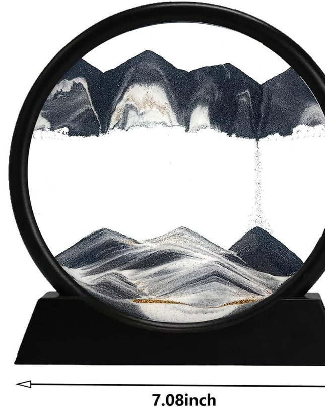 3D Dynamic Sand Art Liquid Motion, Moving Sand Art Picture Round Glass 3D Deep Sea Sandscape In Motion Display Flowing Sand Painting Relaxing Desk Toys