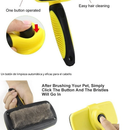 Automatic Retractable Slicker Brush – Detangling Grooming Brush for Dogs & Cats