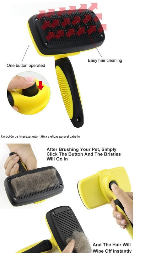Automatic Retractable Slicker Brush – Detangling Grooming Brush for Dogs & Cats
