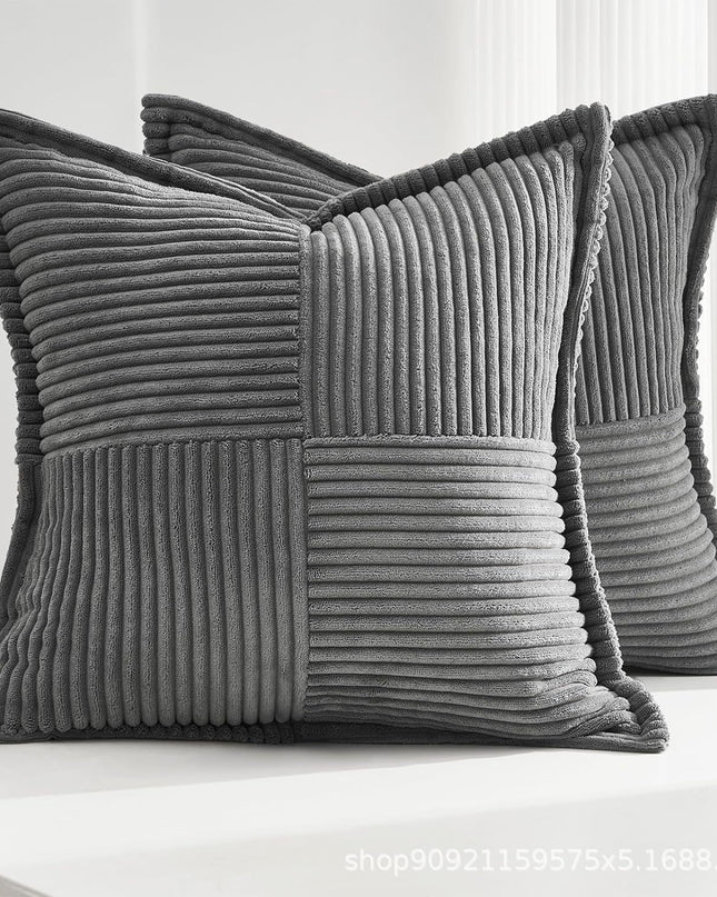 Corduroy Pillow Covers Super Soft Boho Striped Pillow Covers Broadside Decorative Textured Christmas Throw Pillows For Couch Cushion Livingroom