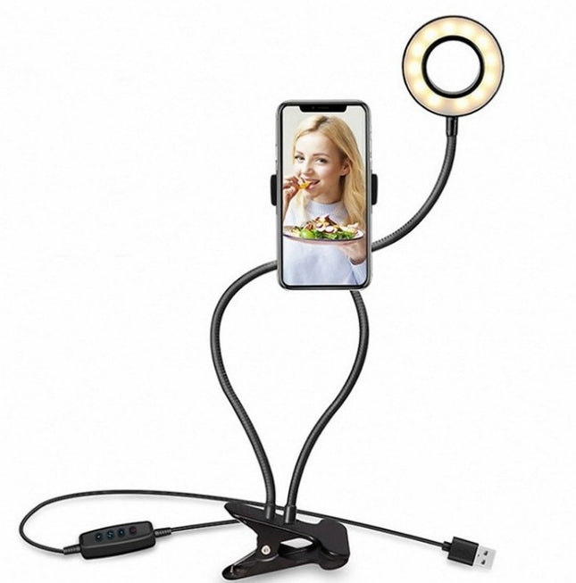 Selfie Ring Light with Stand and Phone Holder – Adjustable LED Lighting for Makeup, Live Streaming, and Photography