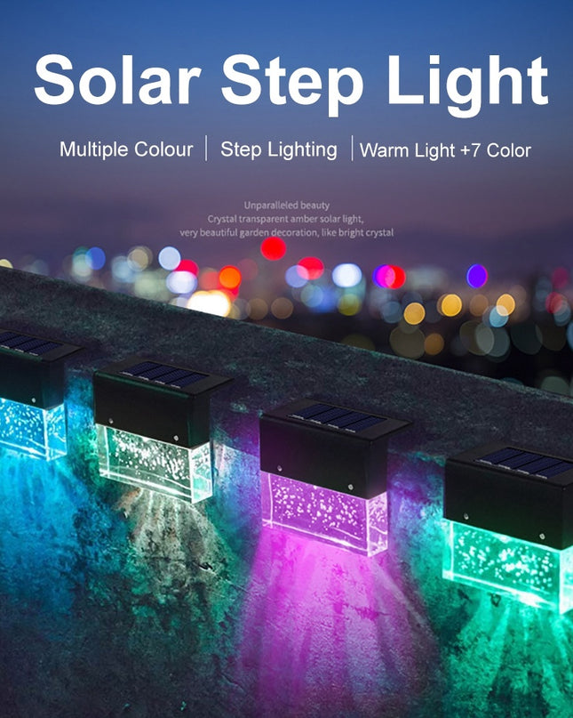 Waterproof New RGB LED Solar Light Step Fence Light