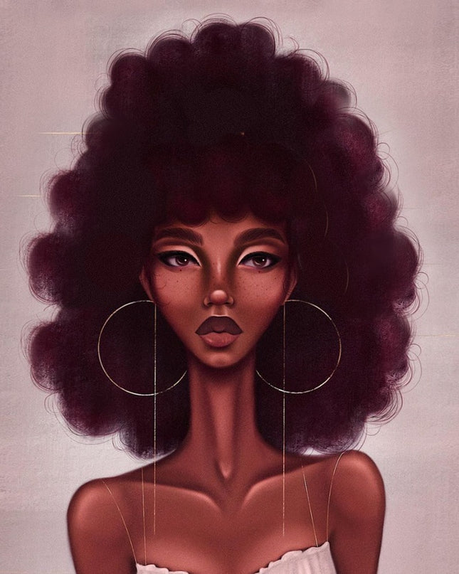 Art Design Graffiti Art Hip Hop African Girl with Black Hair Big Earring with Modern Building Shower Curtain for Bathroom Decor