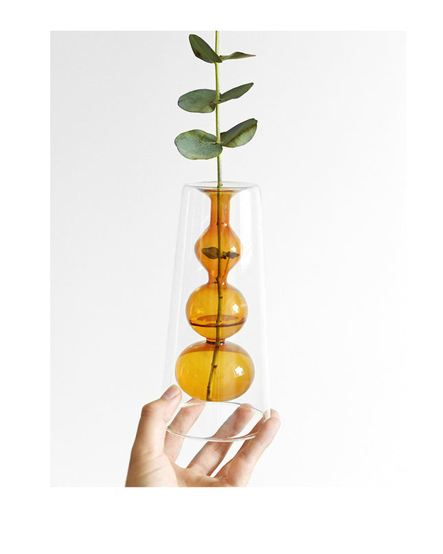 Retro Stained Glass Vase Gourd Hydroponic Flower Plant