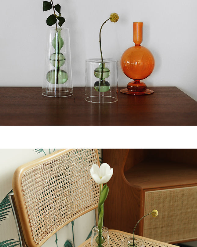 Retro Stained Glass Vase Gourd Hydroponic Flower Plant