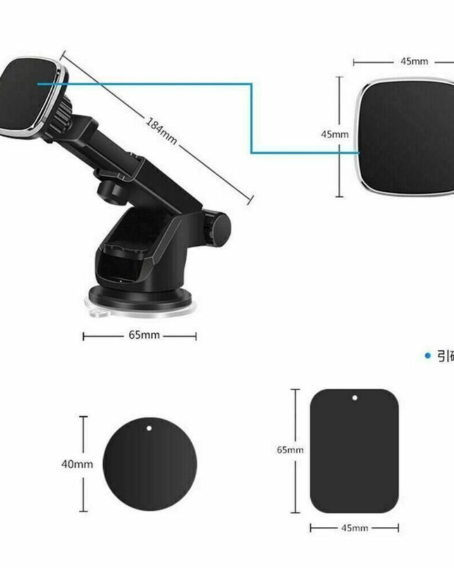 MagSafe Compatible Car Mount – Adjustable Car Phone Holder with Suction Cup & 360° Rotation