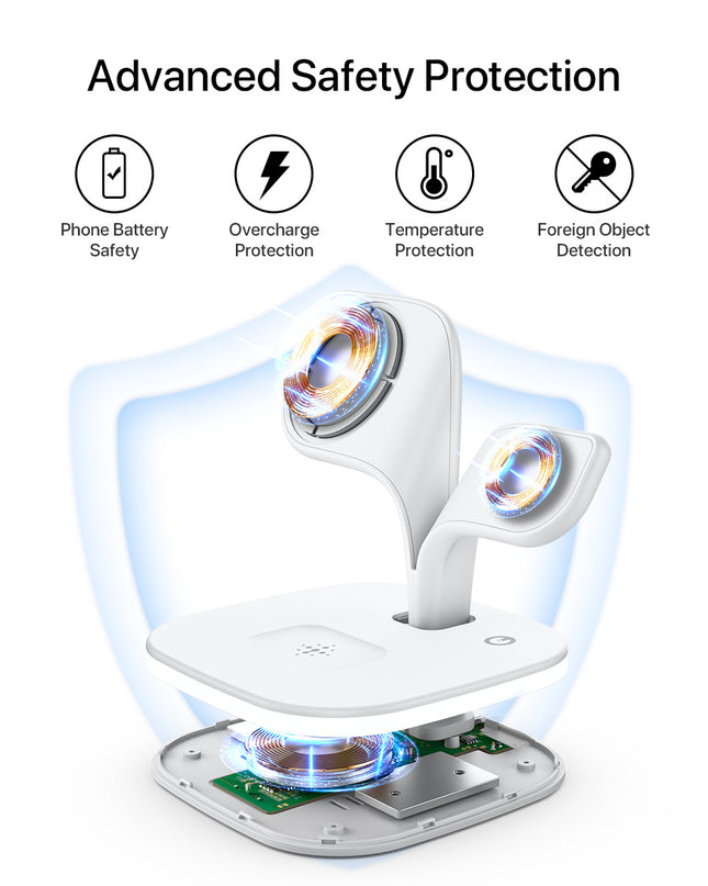 5-in-1 Multi Wireless Charging Station – Fast Multi-Device Charging Dock with USB-C & Night Light