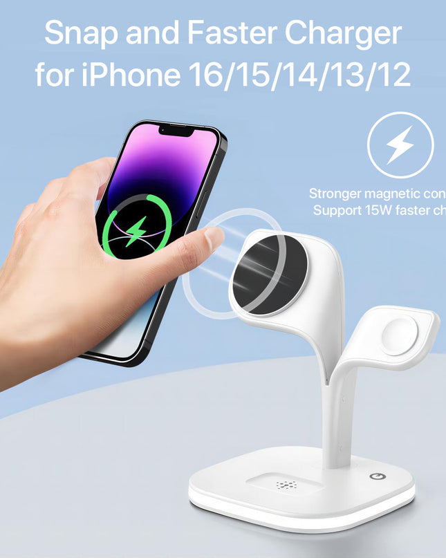 5-in-1 Multi Wireless Charging Station – Fast Multi-Device Charging Dock with USB-C & Night Light