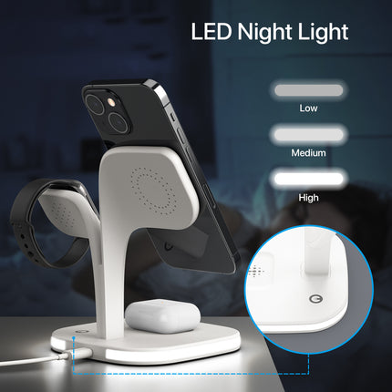 5-in-1 Multi Wireless Charging Station – Fast Multi-Device Charging Dock with USB-C & Night Light