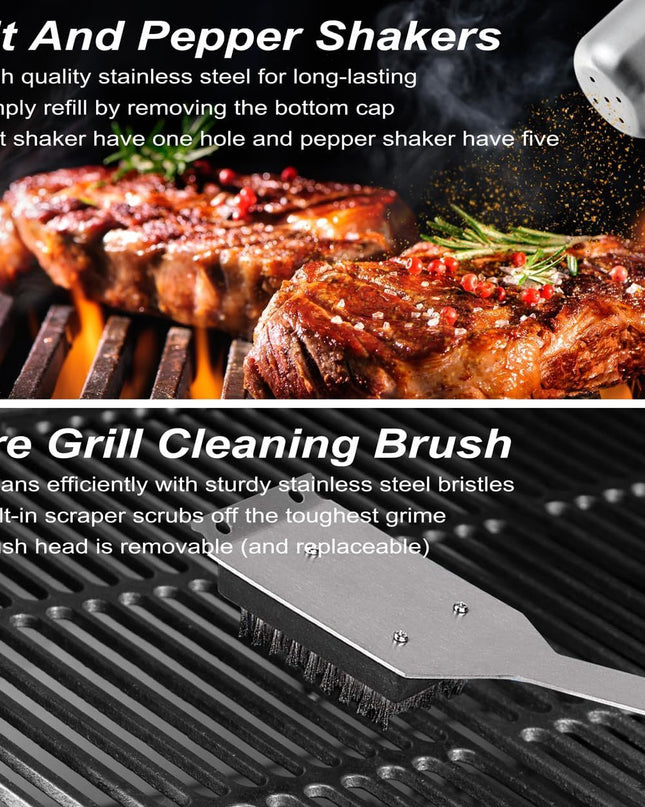 POLIGO 29 PCS BBQ Grill Accessories Stainless Steel BBQ Tools Grilling Tools Set With Storage Bag For Fathers Day Dads Birthday Presents - Camping Grill Utensils Set Ideal Grilling Gifts For Men Women