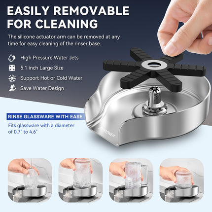 Metal Glass Rinser for Sink – High Pressure Cup Washer for Kitchen & Bar