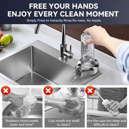 Metal Glass Rinser for Sink – High Pressure Cup Washer for Kitchen & Bar