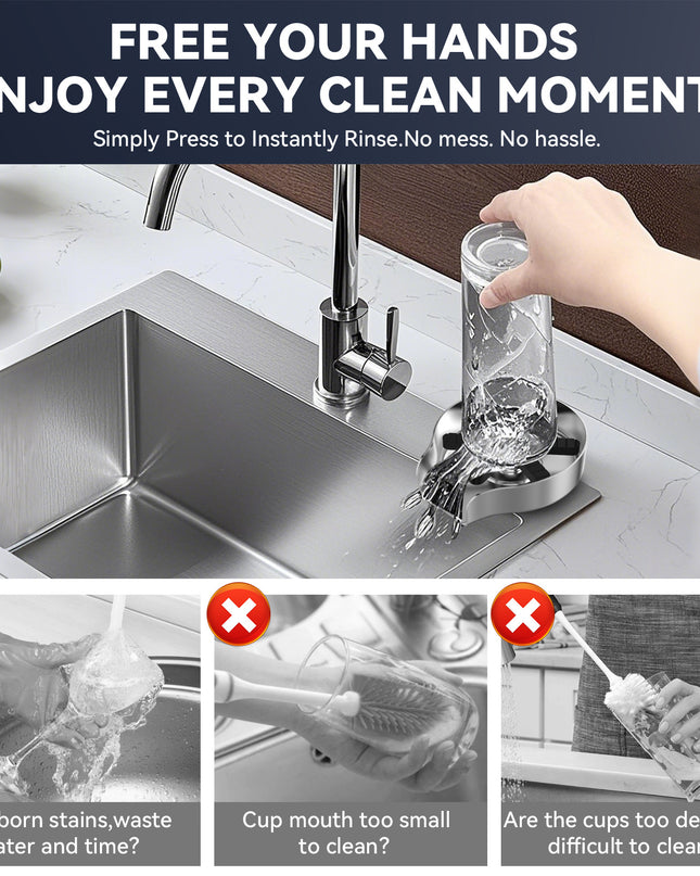 Metal Glass Rinser for Sink – High Pressure Cup Washer for Kitchen & Bar